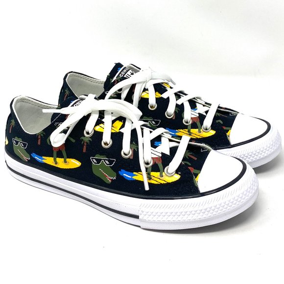 CONVERSE 671293F CTAS OX Croco Furf Black Canvas Unique Women's Low Top Sneakers - Picture 2 of 10